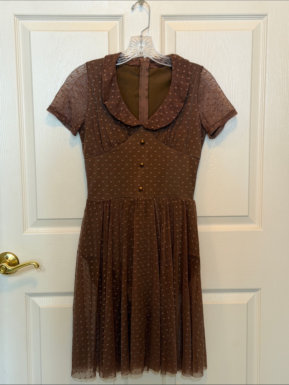 Weissman Brown Polka Dot Midi Dress